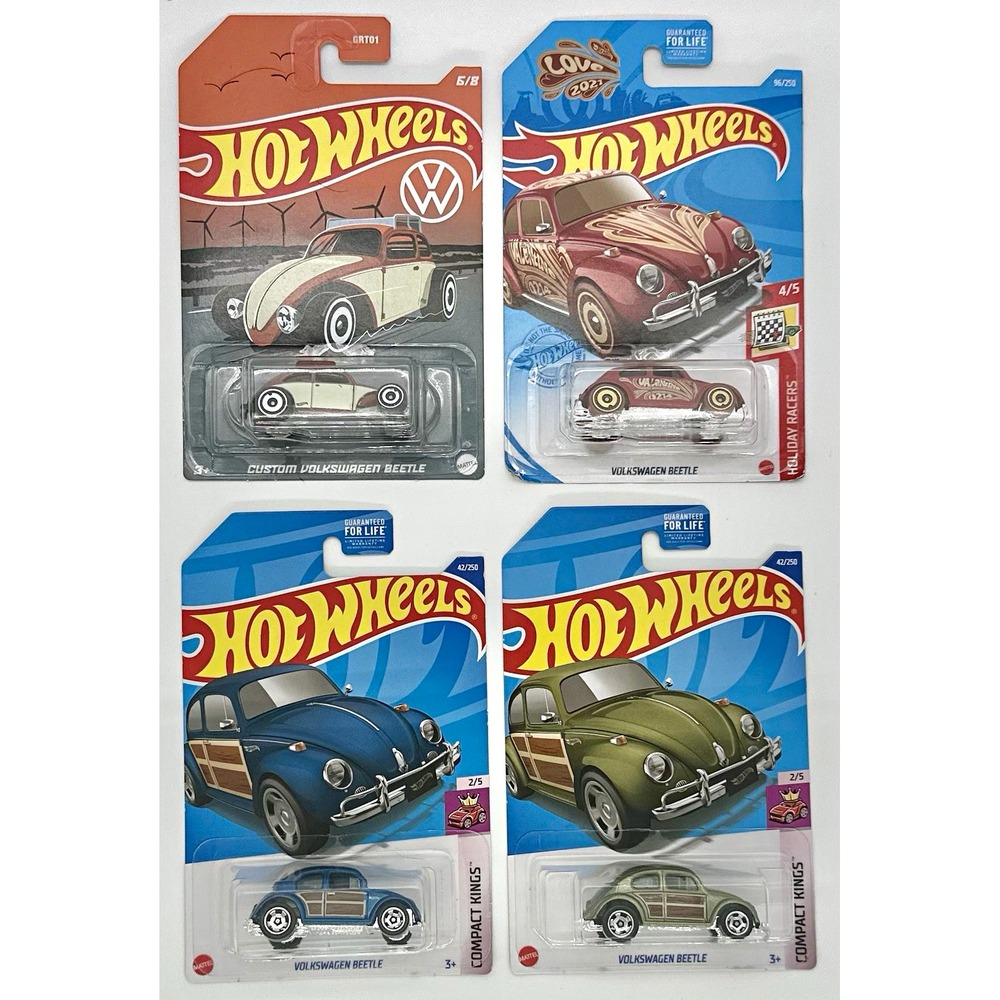Hot Wheels Volkswagen Beetle Lot of 4 Compact Kings Holiday Racers Sealed 1:64